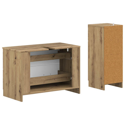 Set di Armadi da Bagno da 2 Pezzi UTRECHT Rovere Artigianale