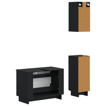 Set di armadietti da bagno in 3 pezzi EDE Nero