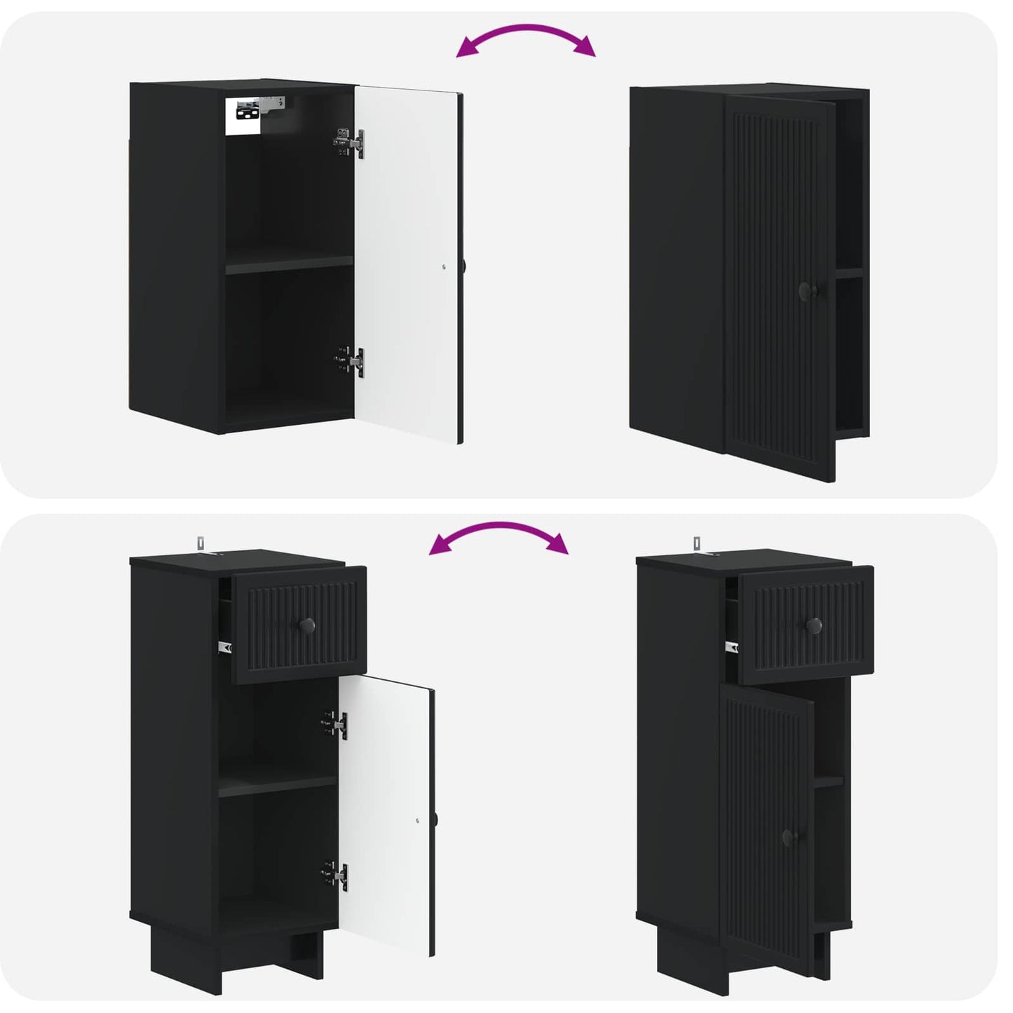 Set di armadietti da bagno in 3 pezzi EDE Nero