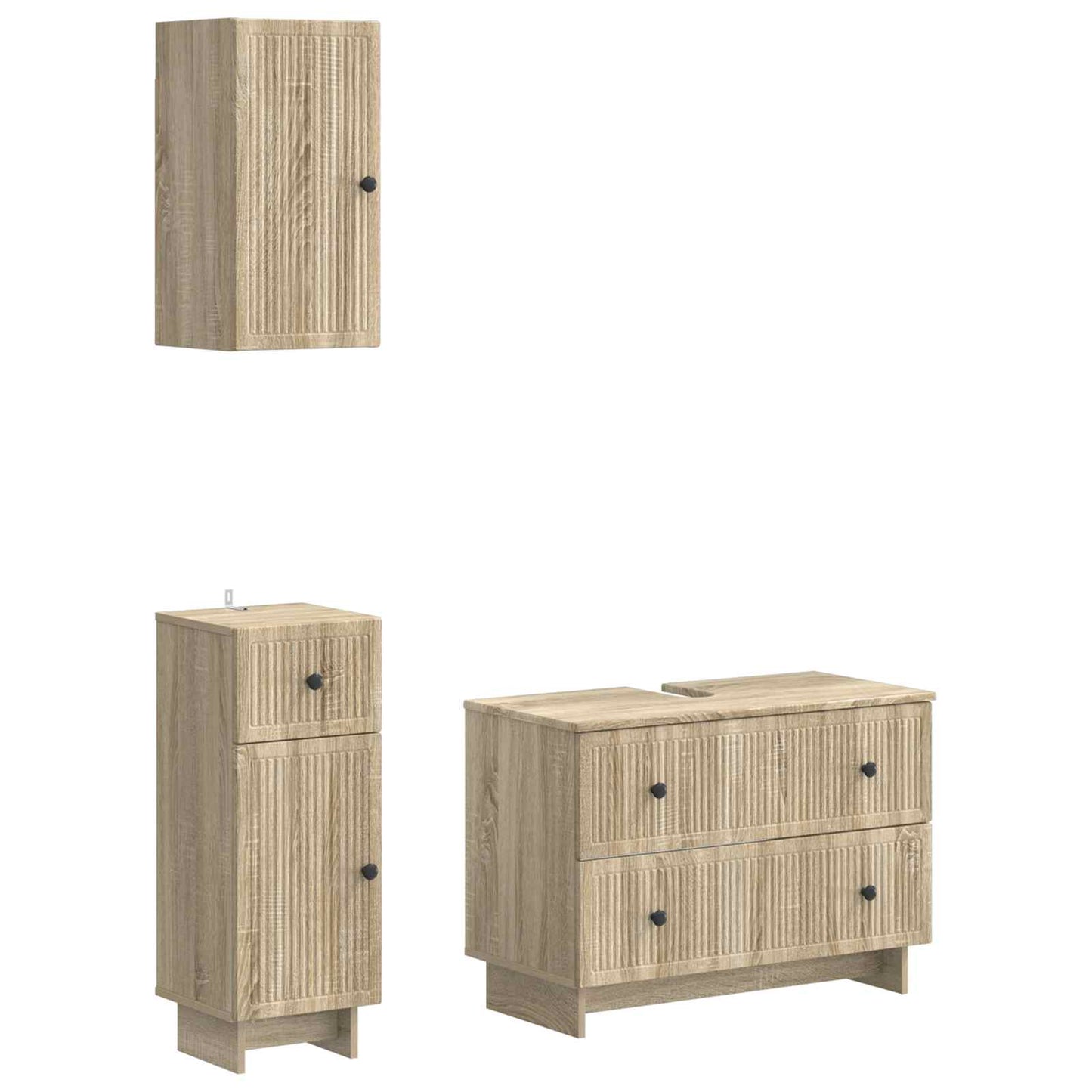 Set di armadietti da bagno in 3 pezzi EDE Rovere Sonoma