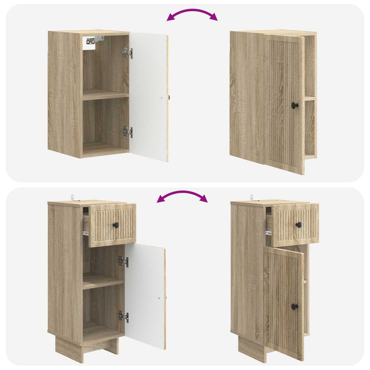 Set di armadietti da bagno in 3 pezzi EDE Rovere Sonoma
