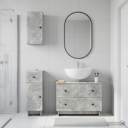 Set di armadietti da bagno in 3 pezzi EDE Grigio Cemento