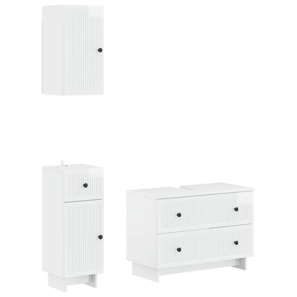 Set di armadietti da bagno in 3 pezzi EDE Bianco Lucido