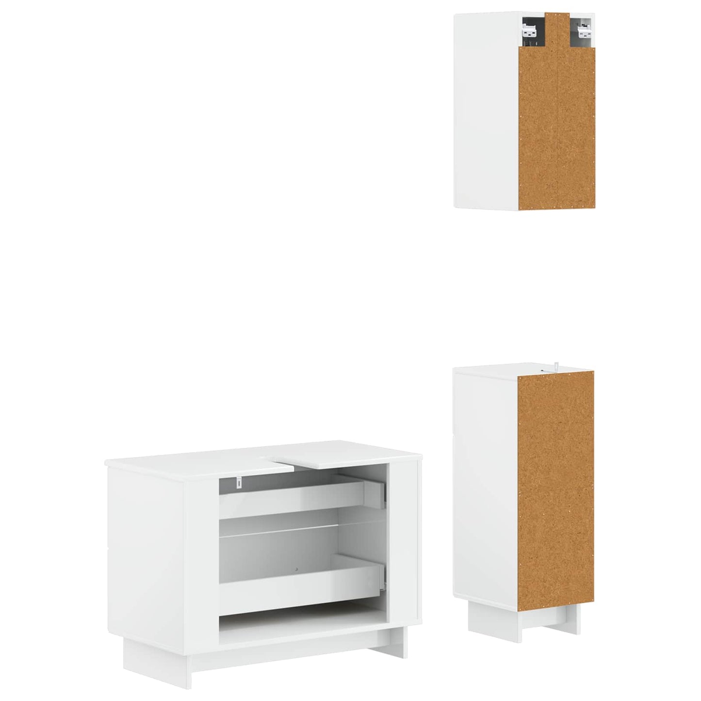 Set di armadietti da bagno in 3 pezzi EDE Bianco Lucido