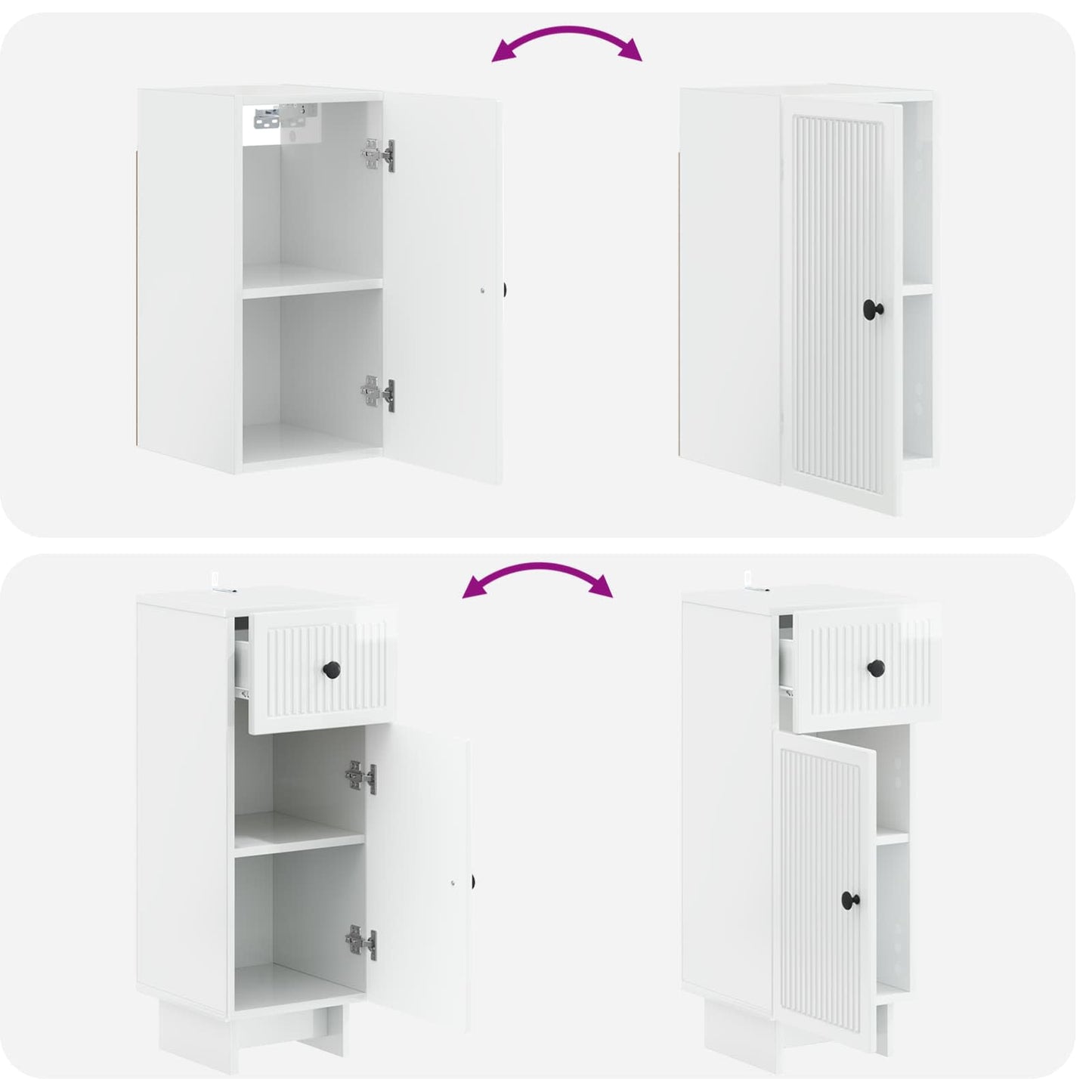 Set di armadietti da bagno in 3 pezzi EDE Bianco Lucido