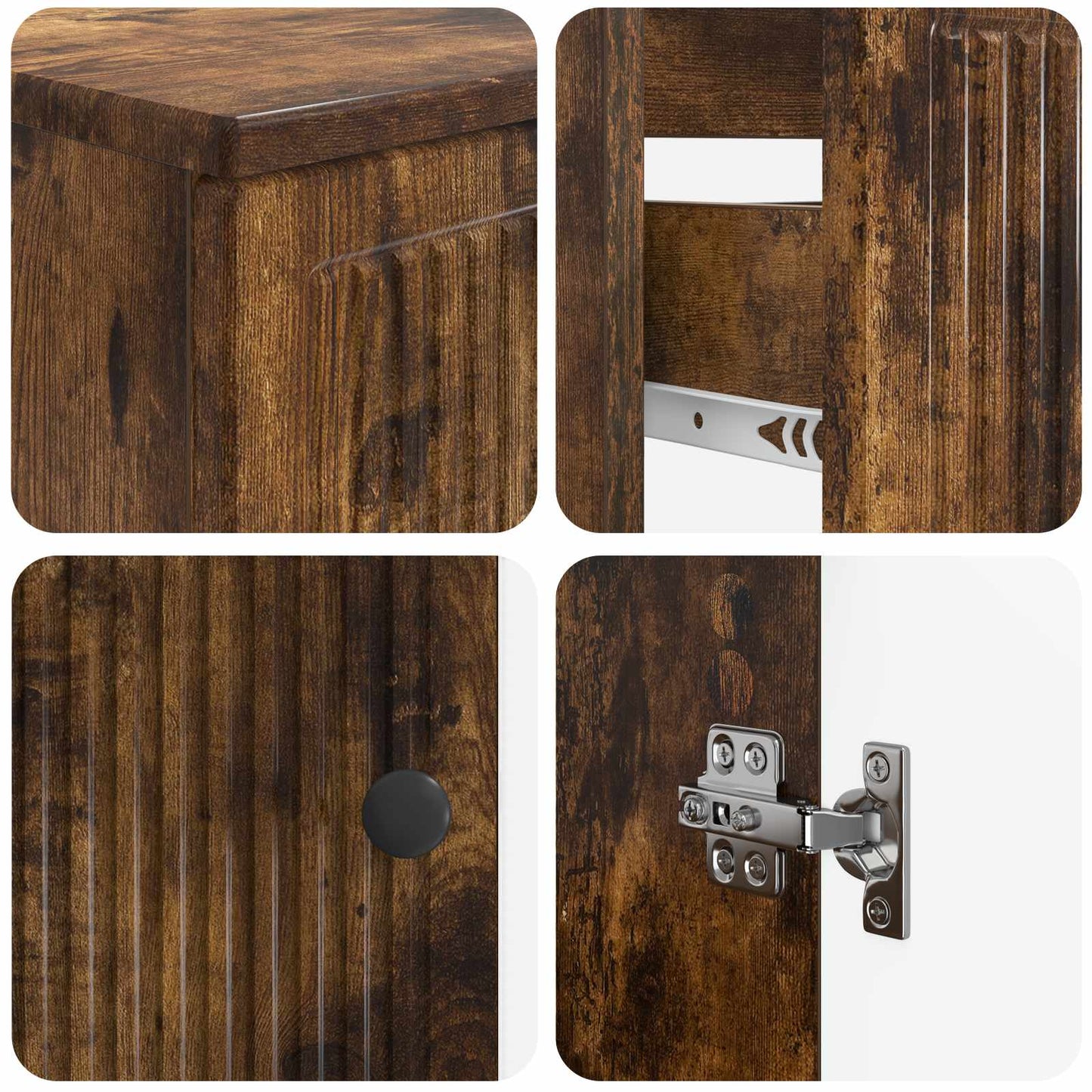 Set di armadietti da bagno in 3 pezzi EDE Rovere Fumo
