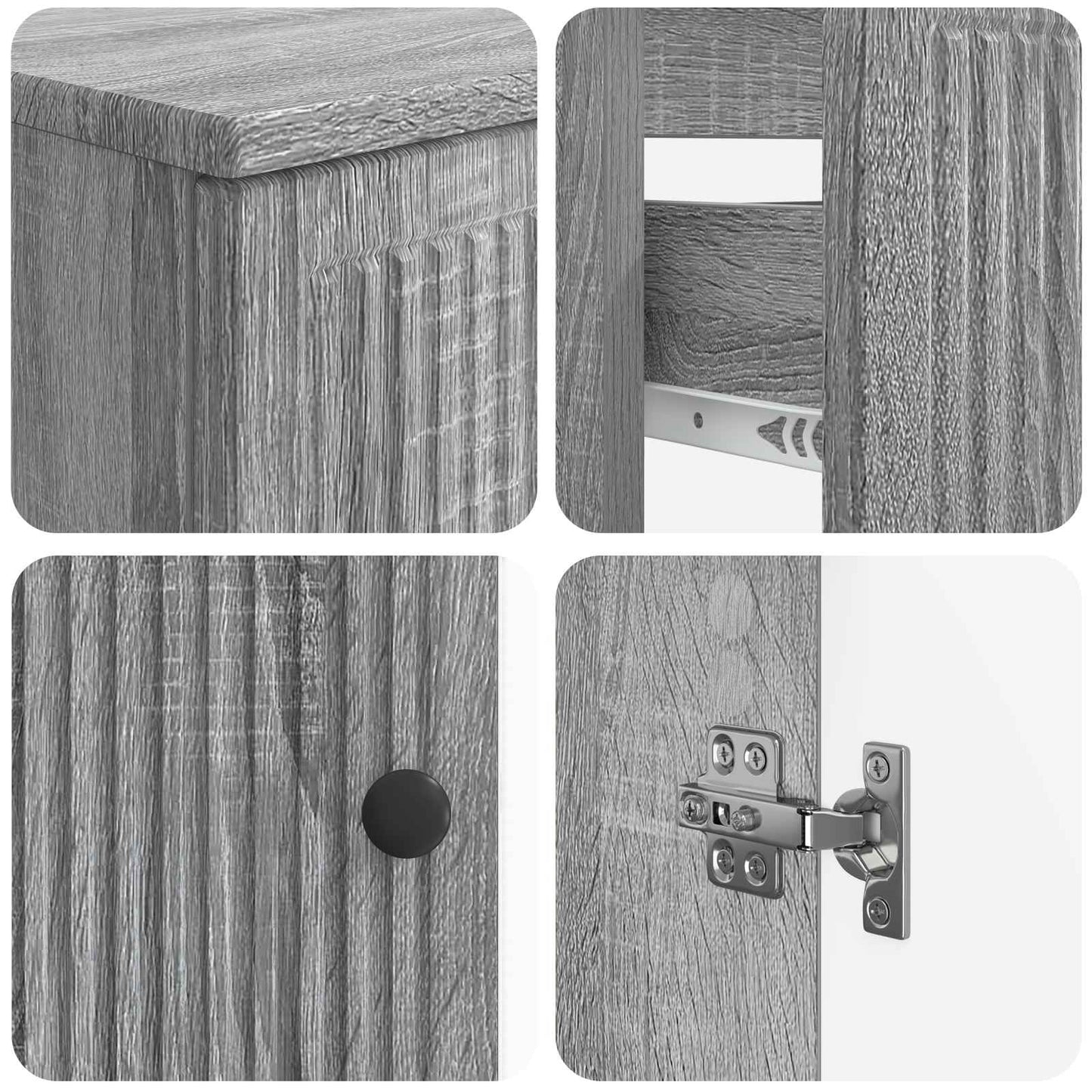 Set di armadietti da bagno in 3 pezzi EDE Sonoma grigio