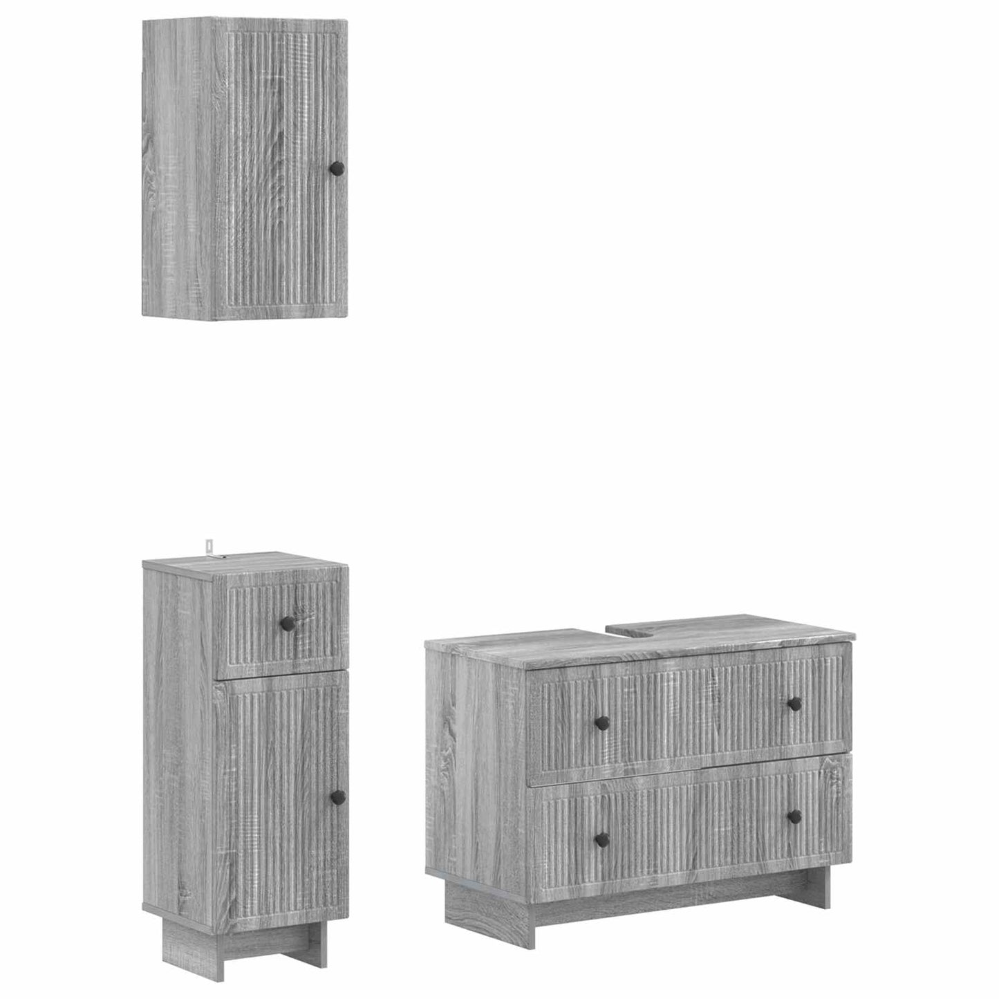 Set di armadietti da bagno in 3 pezzi EDE Sonoma grigio