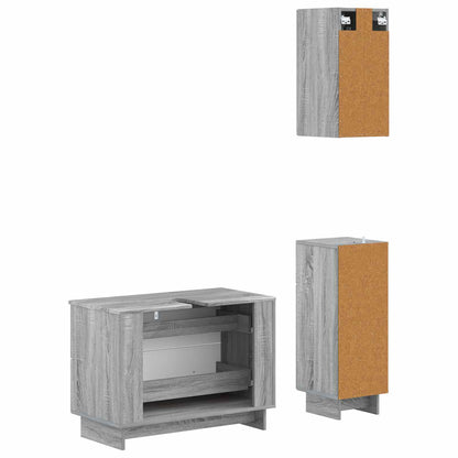 Set di armadietti da bagno in 3 pezzi EDE Sonoma grigio