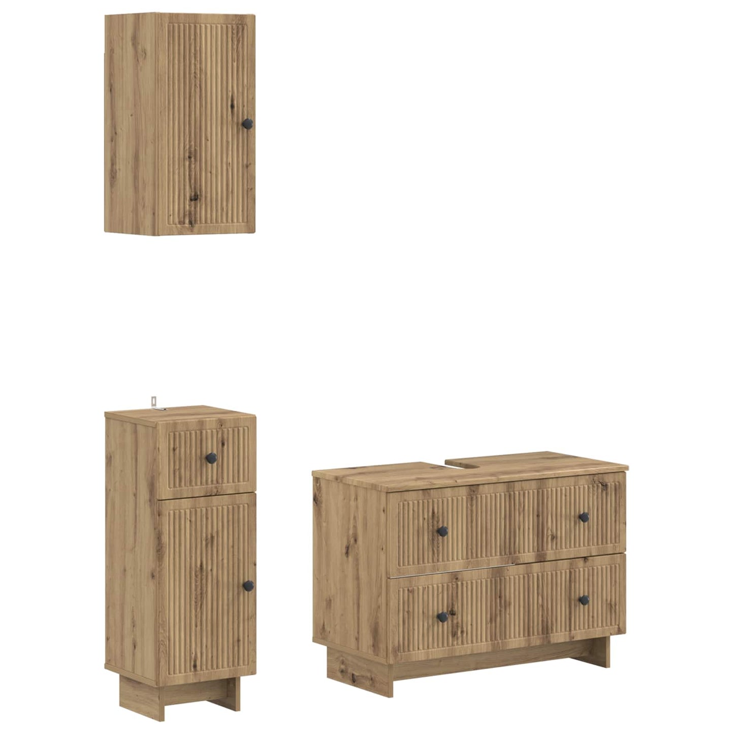 Set di armadietti da bagno in 3 pezzi EDE Rovere Artigianale