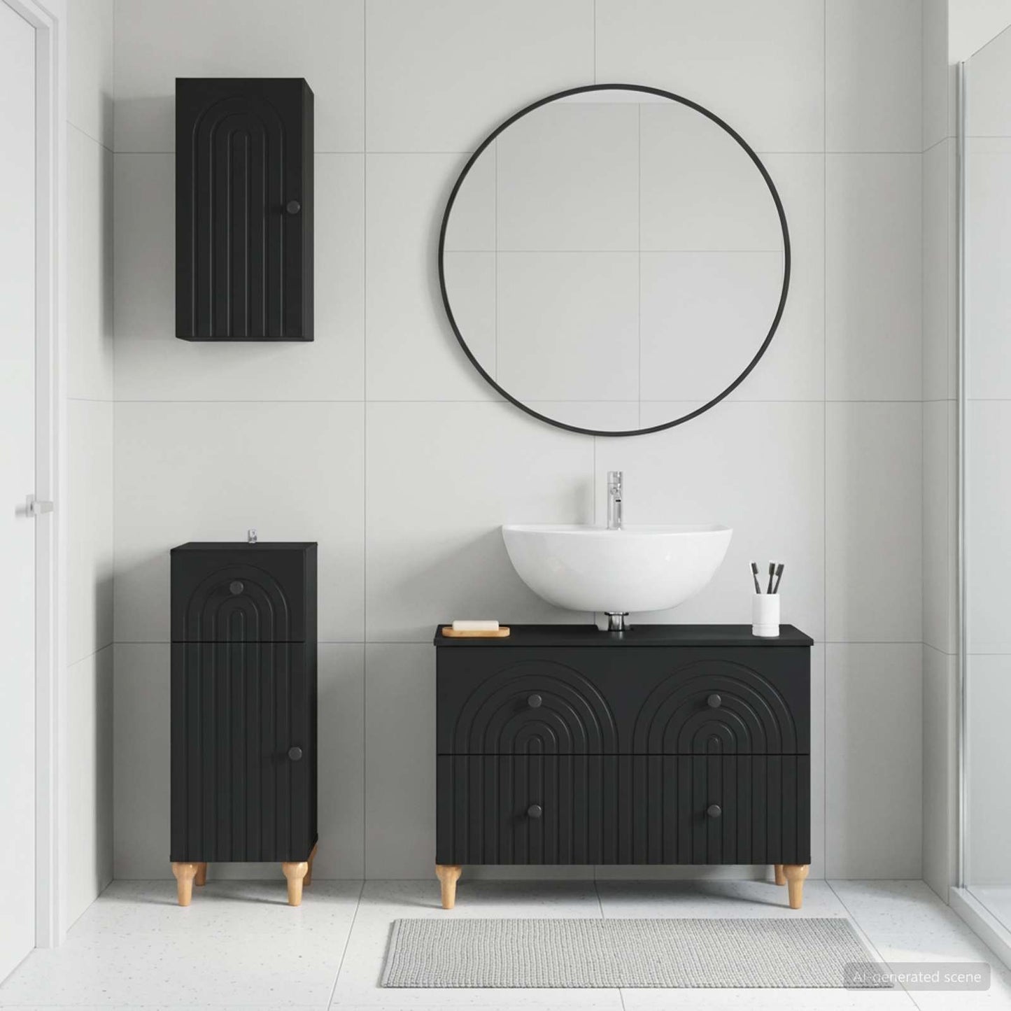 Set di armadietti da bagno in 3 pezzi ALKMAAR Nero