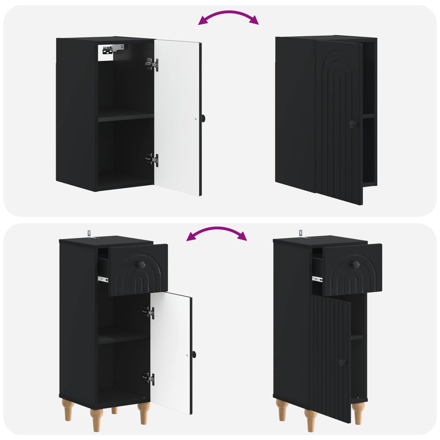 Set di armadietti da bagno in 3 pezzi ALKMAAR Nero