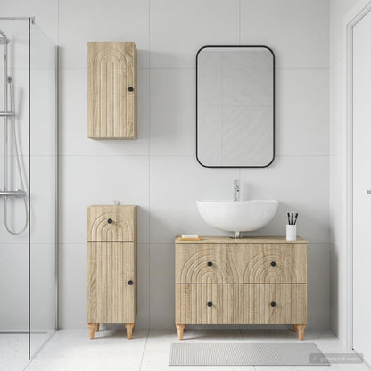 Set di armadietti da bagno in 3 pezzi ALKMAAR Rovere Sonoma
