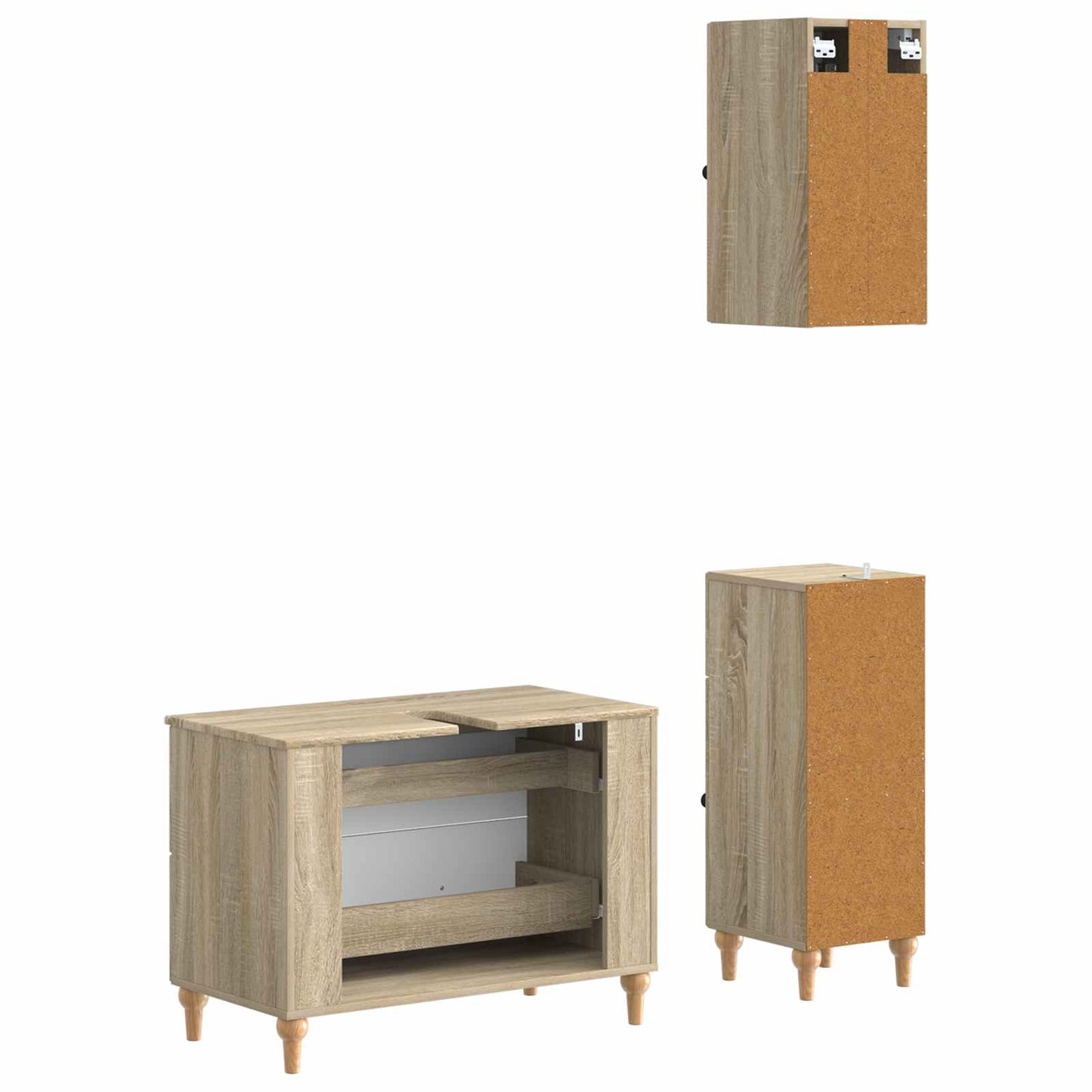 Set di armadietti da bagno in 3 pezzi ALKMAAR Rovere Sonoma