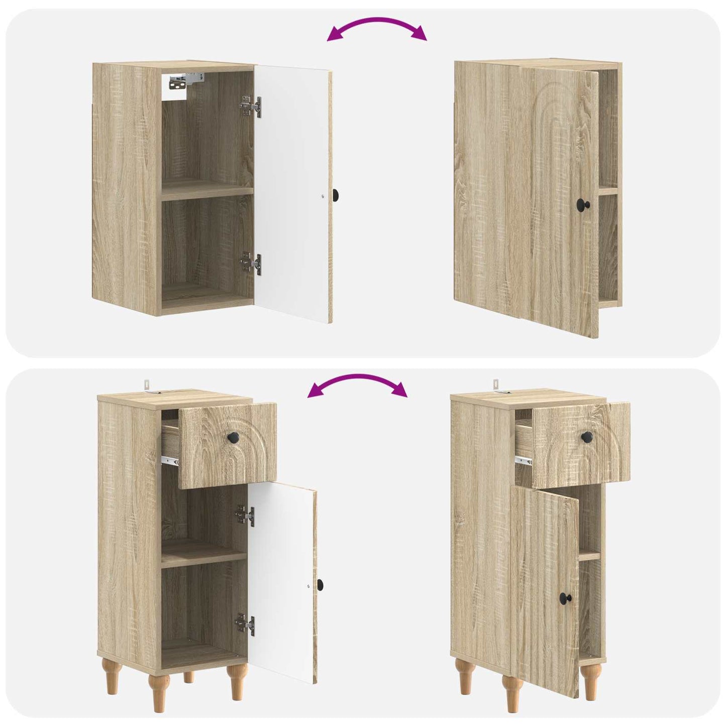 Set di armadietti da bagno in 3 pezzi ALKMAAR Rovere Sonoma