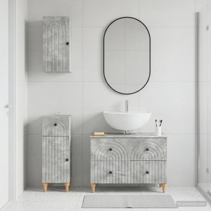 Set di armadietti da bagno in 3 pezzi ALKMAAR Grigio Cemento