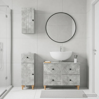 Set di armadietti da bagno in 3 pezzi ALKMAAR Grigio Cemento
