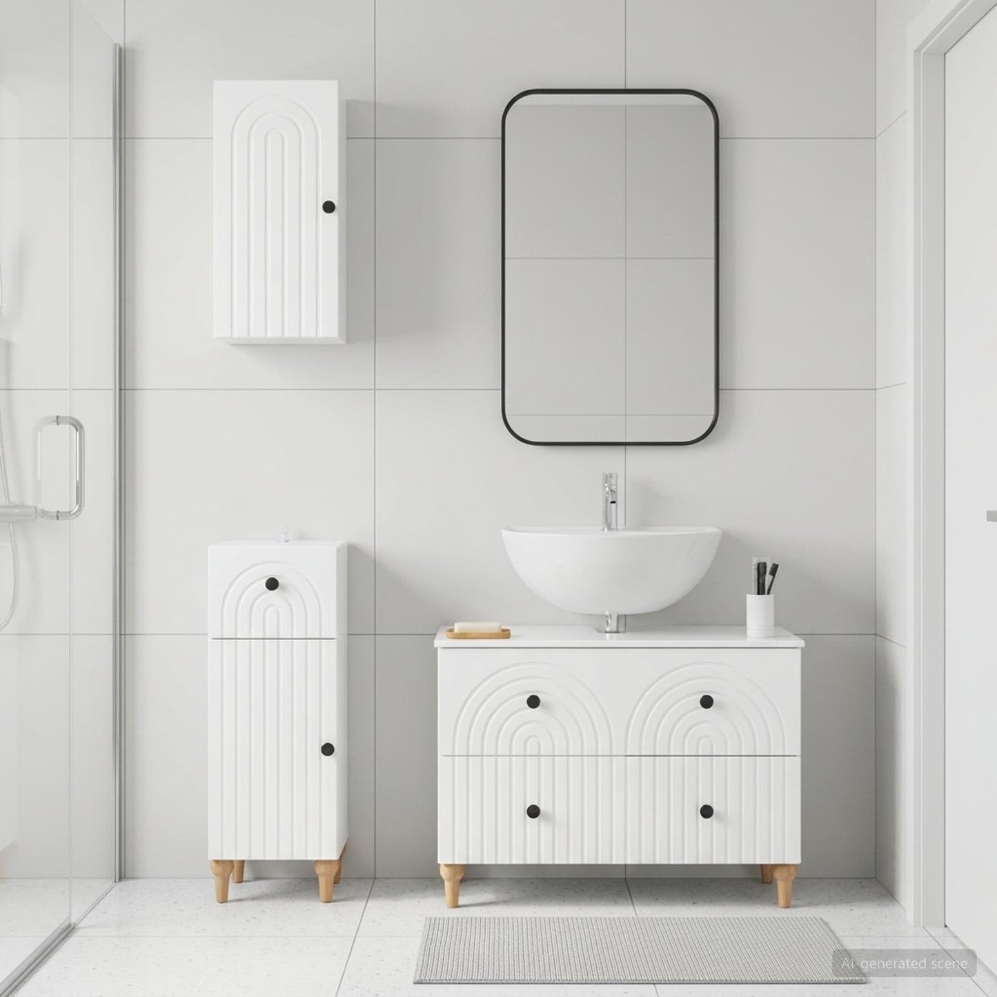 Set di armadietti da bagno in 3 pezzi ALKMAAR Bianco Lucido