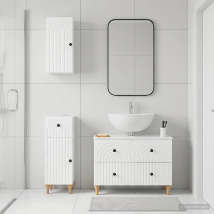 Set di armadietti da bagno in 3 pezzi ALKMAAR Bianco Lucido