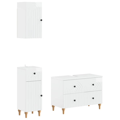 Set di armadietti da bagno in 3 pezzi ALKMAAR Bianco Lucido