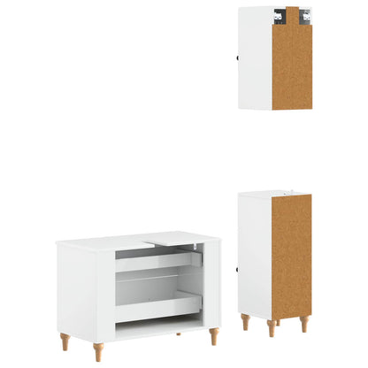 Set di armadietti da bagno in 3 pezzi ALKMAAR Bianco Lucido
