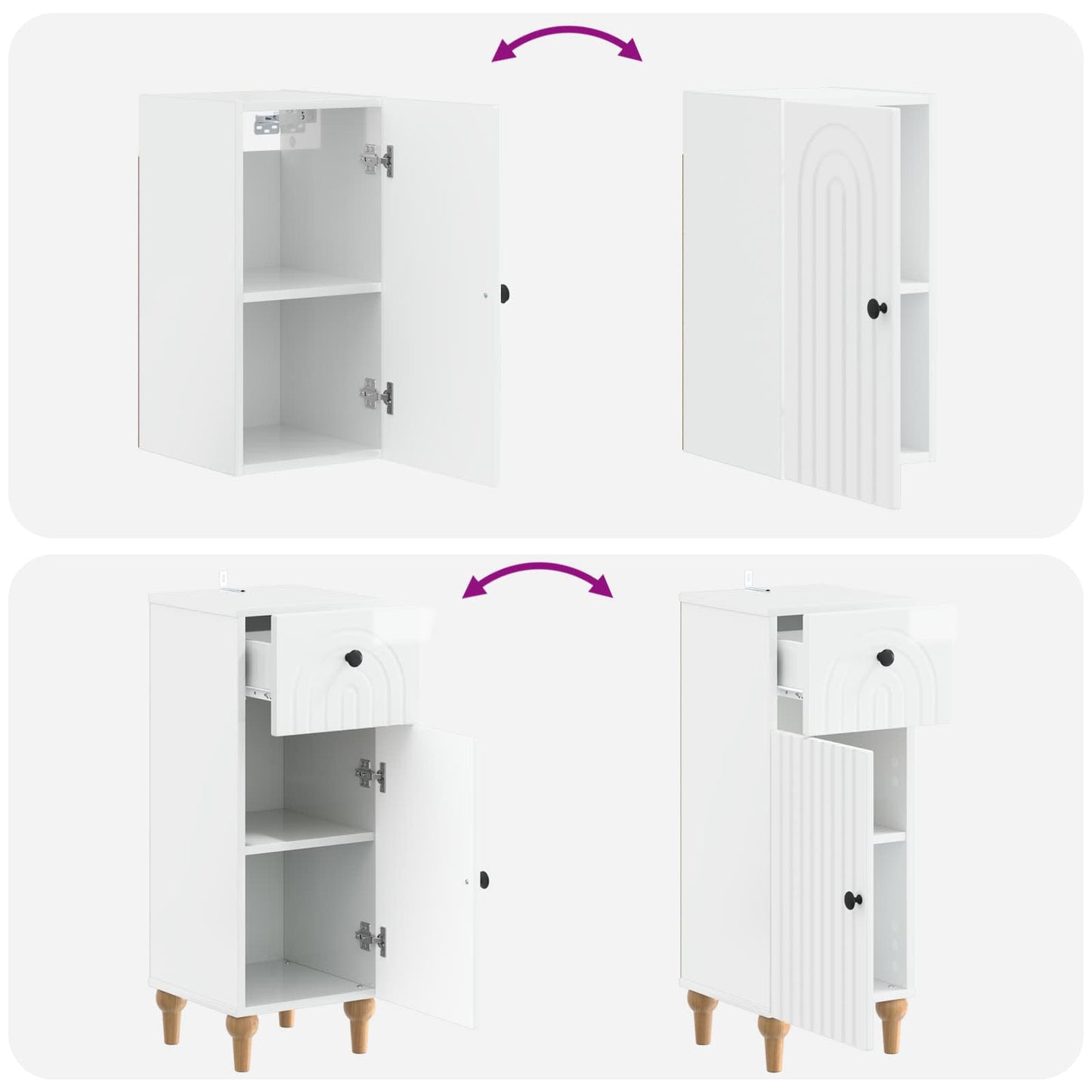 Set di armadietti da bagno in 3 pezzi ALKMAAR Bianco Lucido