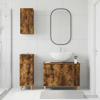 Set di armadietti da bagno in 3 pezzi ALKMAAR Rovere Fumo