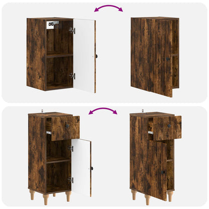 Set di armadietti da bagno in 3 pezzi ALKMAAR Rovere Fumo