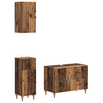 Set di armadietti da bagno in 3 pezzi ALKMAAR Legno antico