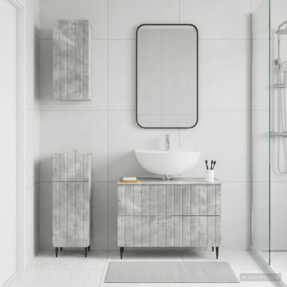 Set di armadietti da bagno in 3 pezzi ZWOLLE Grigio Cemento