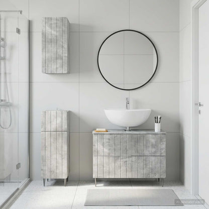Set di armadietti da bagno in 3 pezzi ZWOLLE Grigio Cemento