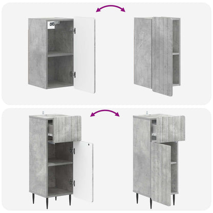 Set di armadietti da bagno in 3 pezzi ZWOLLE Grigio Cemento