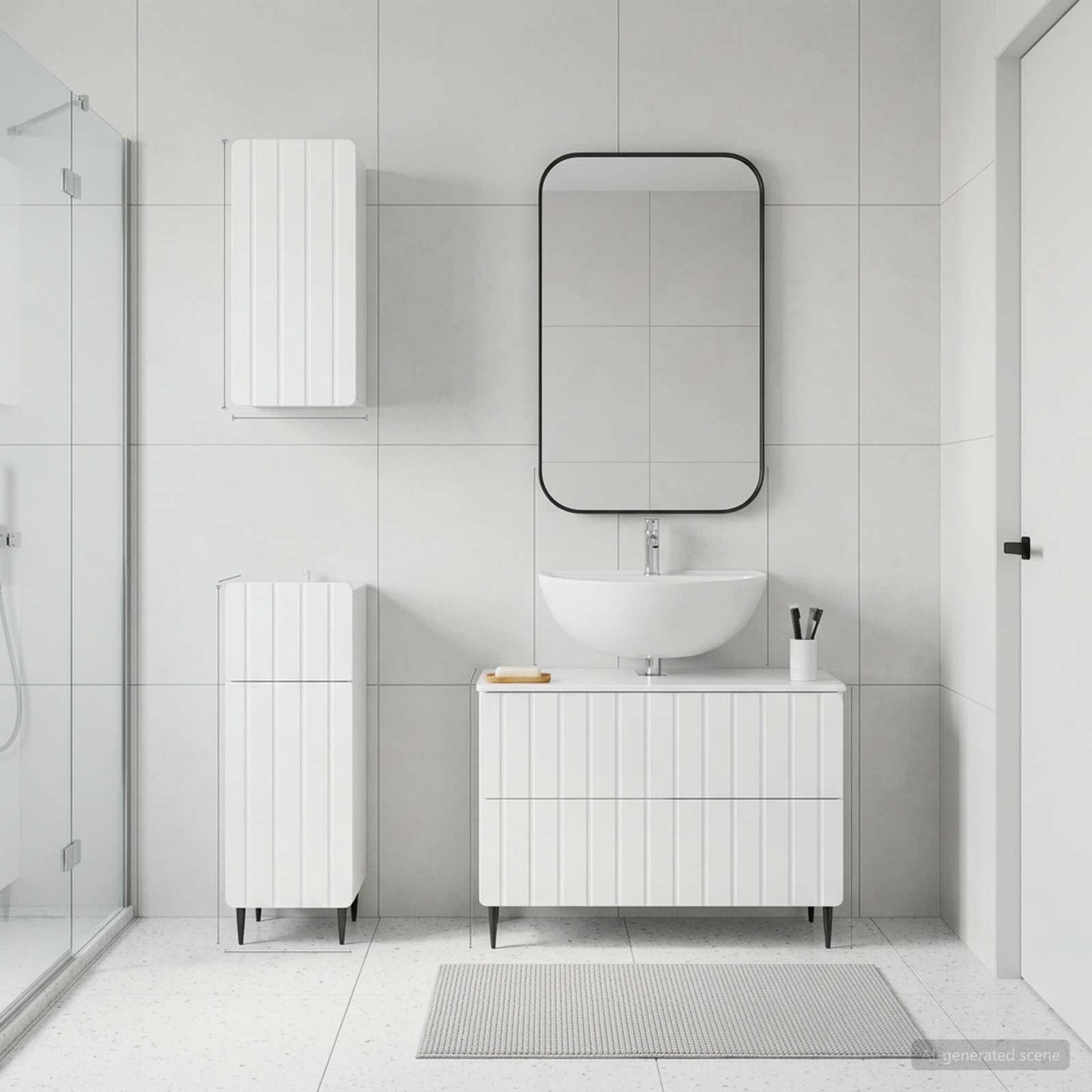 Set di armadietti da bagno in 3 pezzi ZWOLLE Bianco Lucido