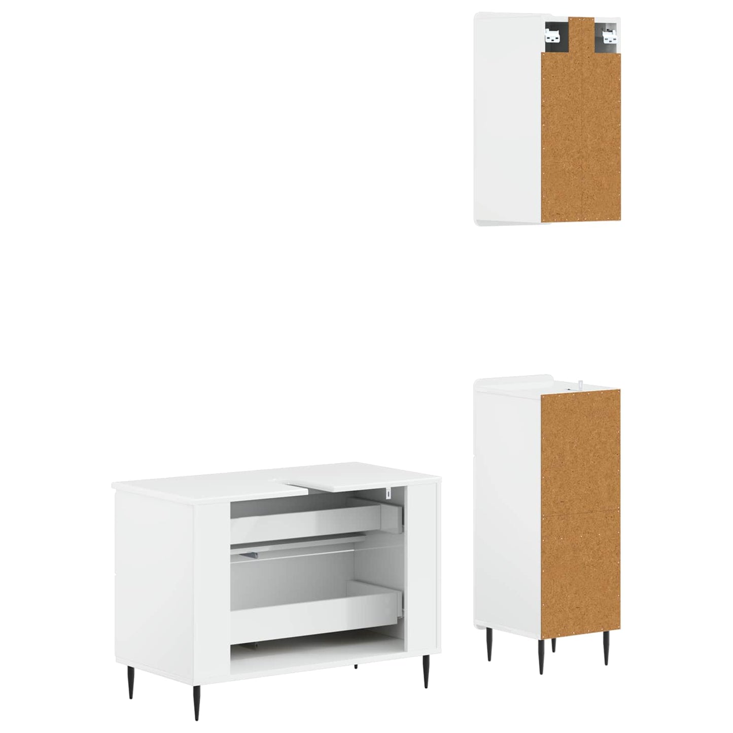 Set di armadietti da bagno in 3 pezzi ZWOLLE Bianco Lucido