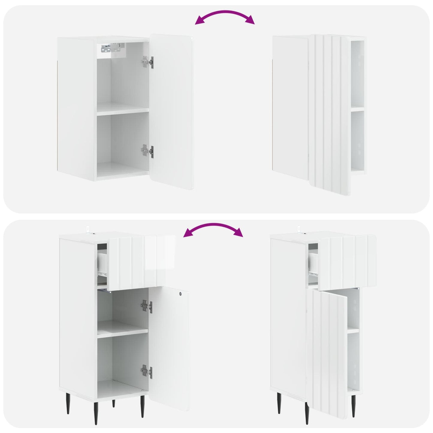 Set di armadietti da bagno in 3 pezzi ZWOLLE Bianco Lucido