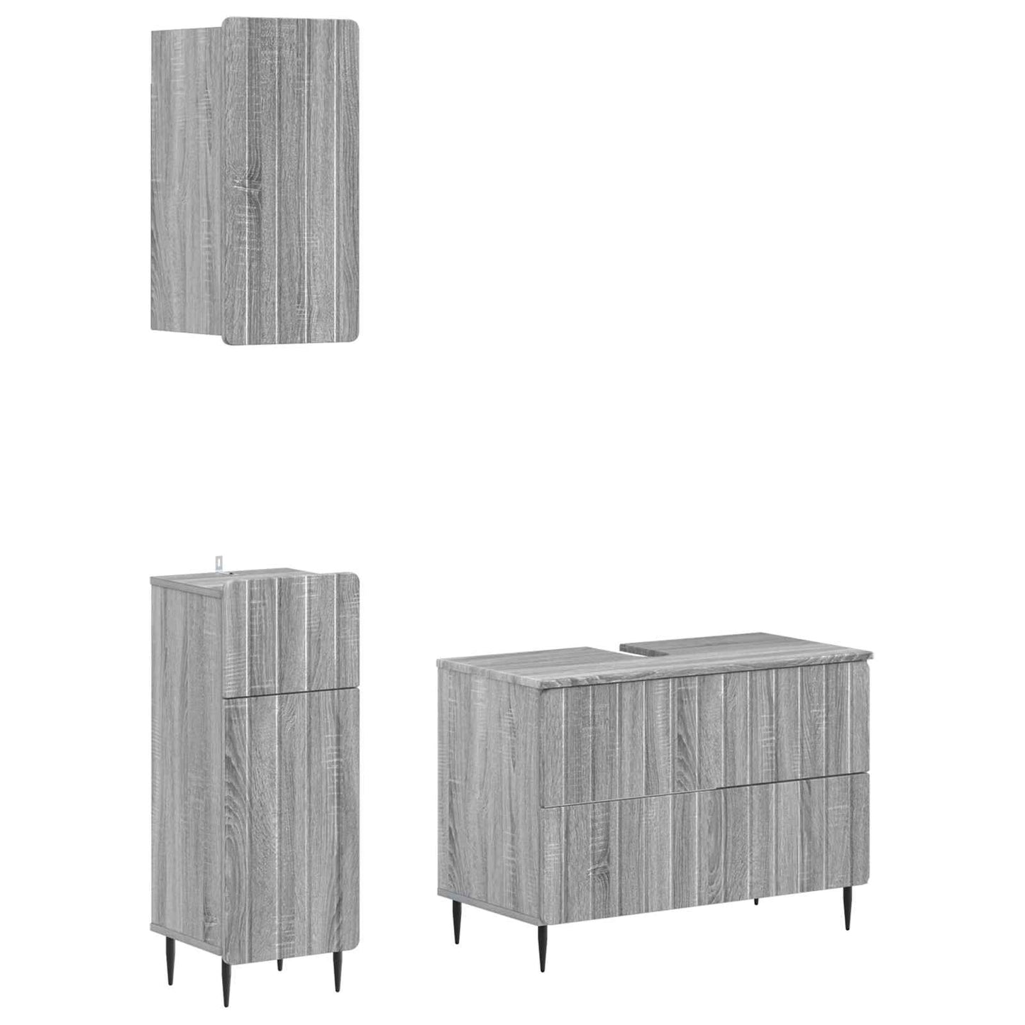 Set di armadietti da bagno in 3 pezzi ZWOLLE Sonoma grigio