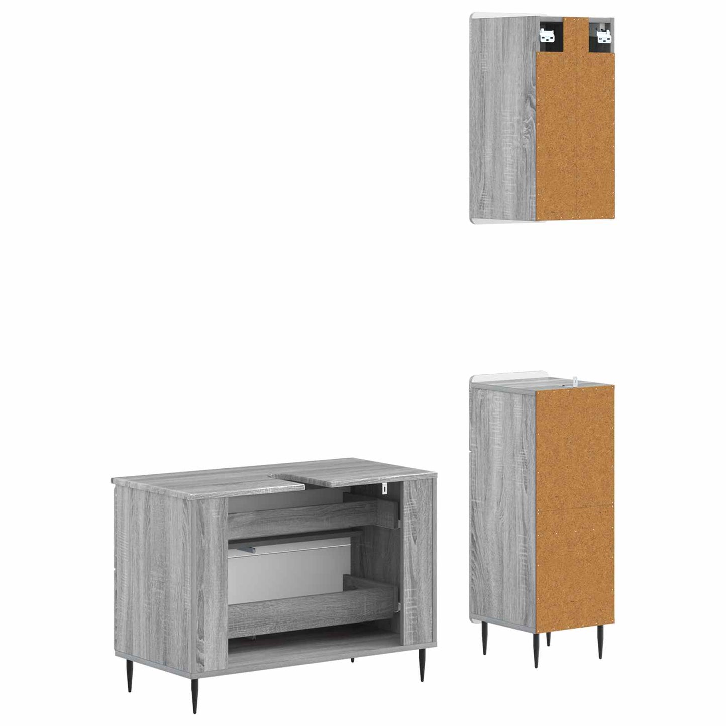 Set di armadietti da bagno in 3 pezzi ZWOLLE Sonoma grigio