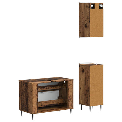 Set di armadietti da bagno in 3 pezzi ZWOLLE Legno antico