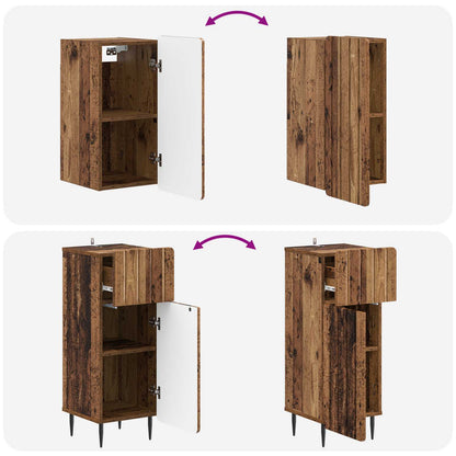 Set di armadietti da bagno in 3 pezzi ZWOLLE Legno antico