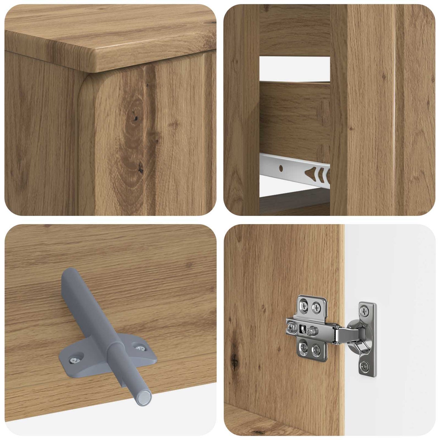 Set di armadietti da bagno in 3 pezzi ZWOLLE Rovere Artigianale