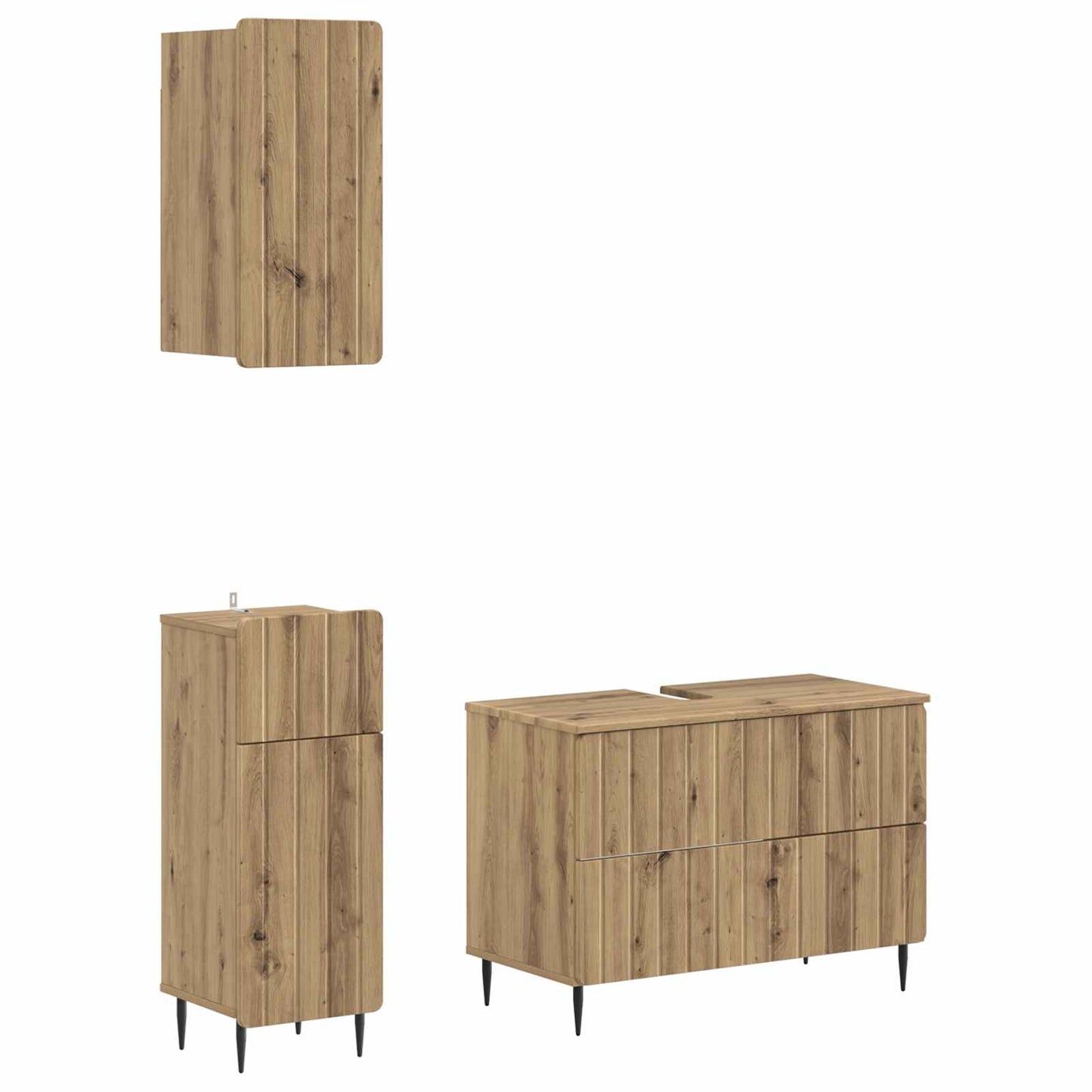 Set di armadietti da bagno in 3 pezzi ZWOLLE Rovere Artigianale
