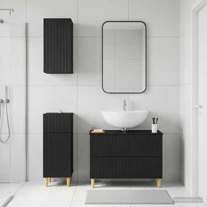 Set di armadietti da bagno in 3 pezzi ARNHEM Nero