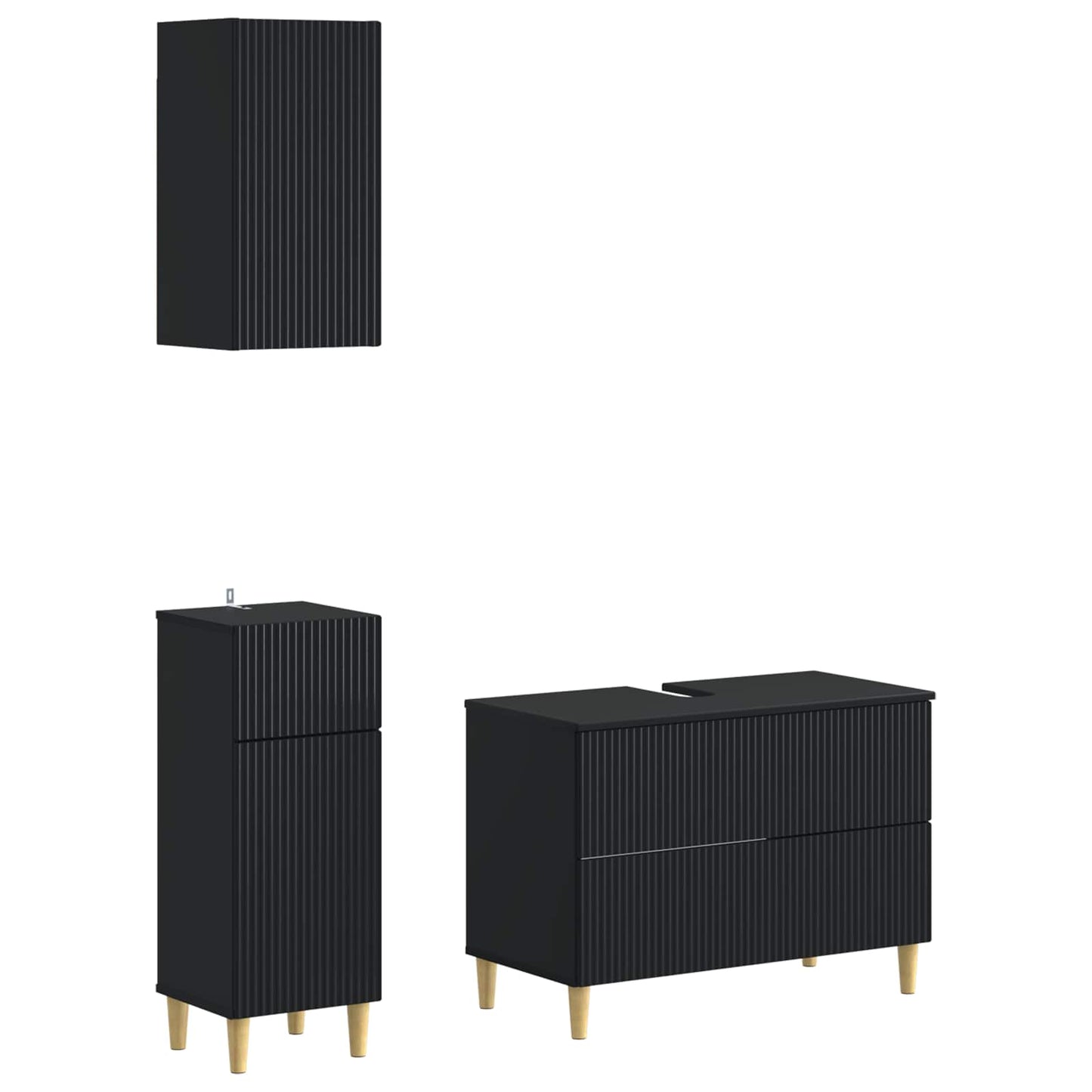 Set di armadietti da bagno in 3 pezzi ARNHEM Nero