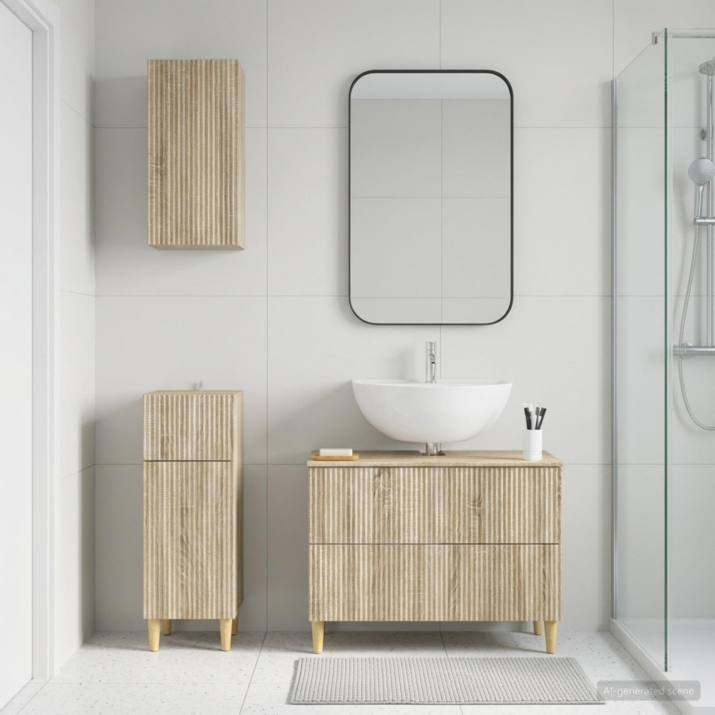 Set di armadietti da bagno in 3 pezzi ARNHEM Rovere Sonoma