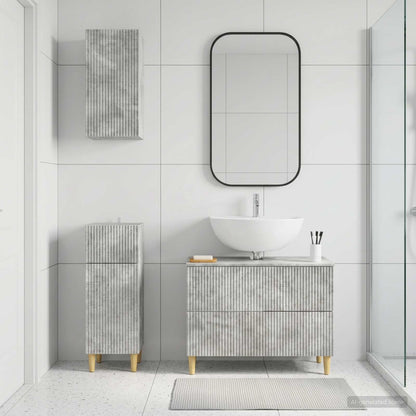 Set di armadietti da bagno in 3 pezzi ARNHEM Grigio Cemento