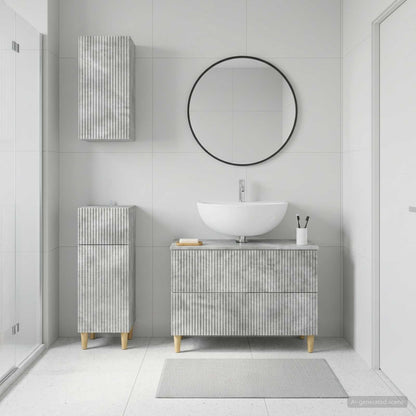 Set di armadietti da bagno in 3 pezzi ARNHEM Grigio Cemento