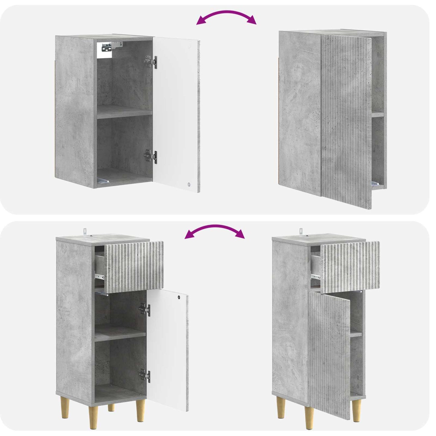 Set di armadietti da bagno in 3 pezzi ARNHEM Grigio Cemento