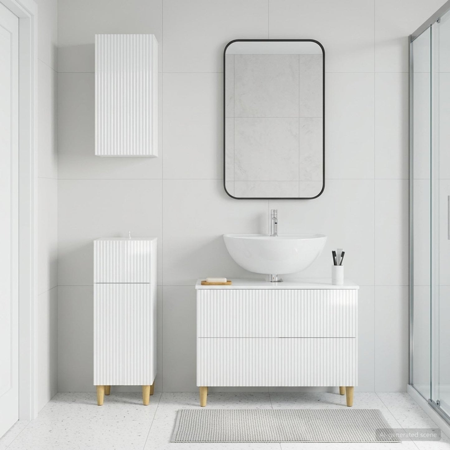 Set di armadietti da bagno in 3 pezzi ARNHEM Bianco Lucido
