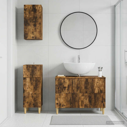 Set di armadietti da bagno in 3 pezzi ARNHEM Rovere Fumo