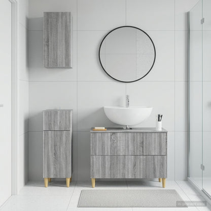 Set di armadietti da bagno in 3 pezzi ARNHEM Sonoma grigio